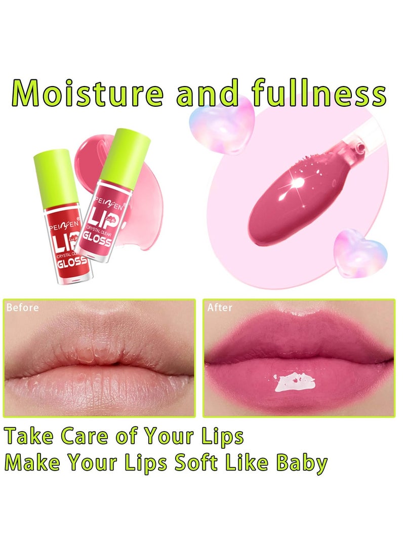 6 Colors Crystal Clear Lip Gloss Lip Oil Hydrating Lip Glow Oil Long Lasting Nourishing Non Sticky Fresh Clear Smooth Lip Care Shiny Tinted Plumping Lip Oil Soft Moisturizing Cheek Tint