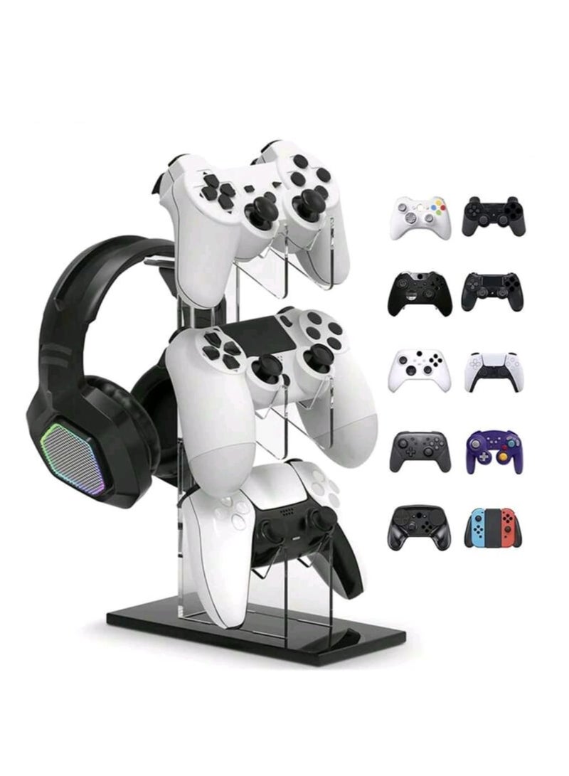Universal 3Tier Gaming Accessories Stand with Crystal Texture Design for PS5, PS4, Switch Pro, and  Controllers and Headsets