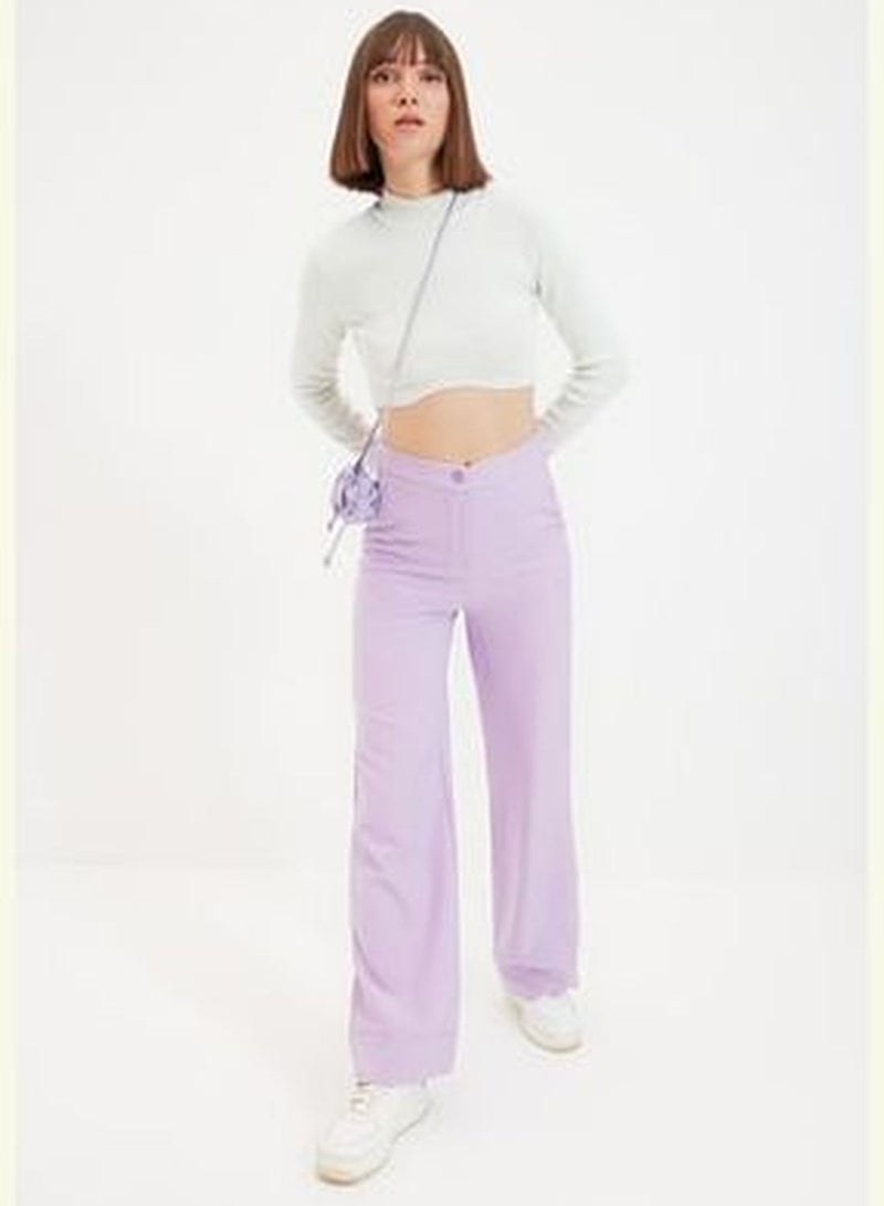Lilac Wide Leg Woven Trousers TWOSS19ST0179