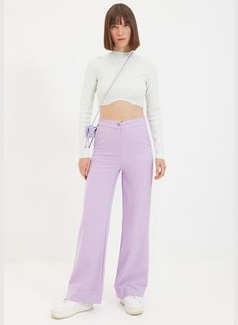 Lilac Wide Leg Woven Trousers TWOSS19ST0179