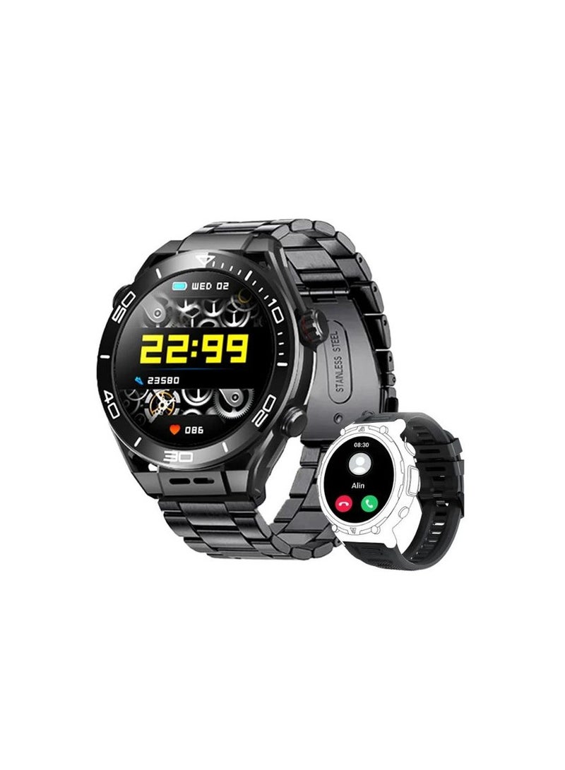 5G Round Shape CY01 Android Smartwatch With Sim Card Slots Camera for Men and Women Wifi 5G Cellular GPS Position 64GB Rom 6GB Ram - Global Version Black (3 Straps )