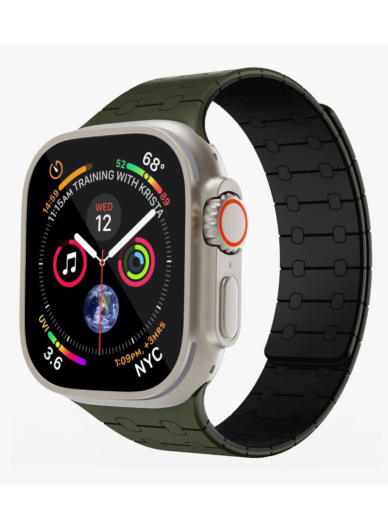 RoyalLink Silicone Watch Strap For Apple Watch 49MM - Green/Black