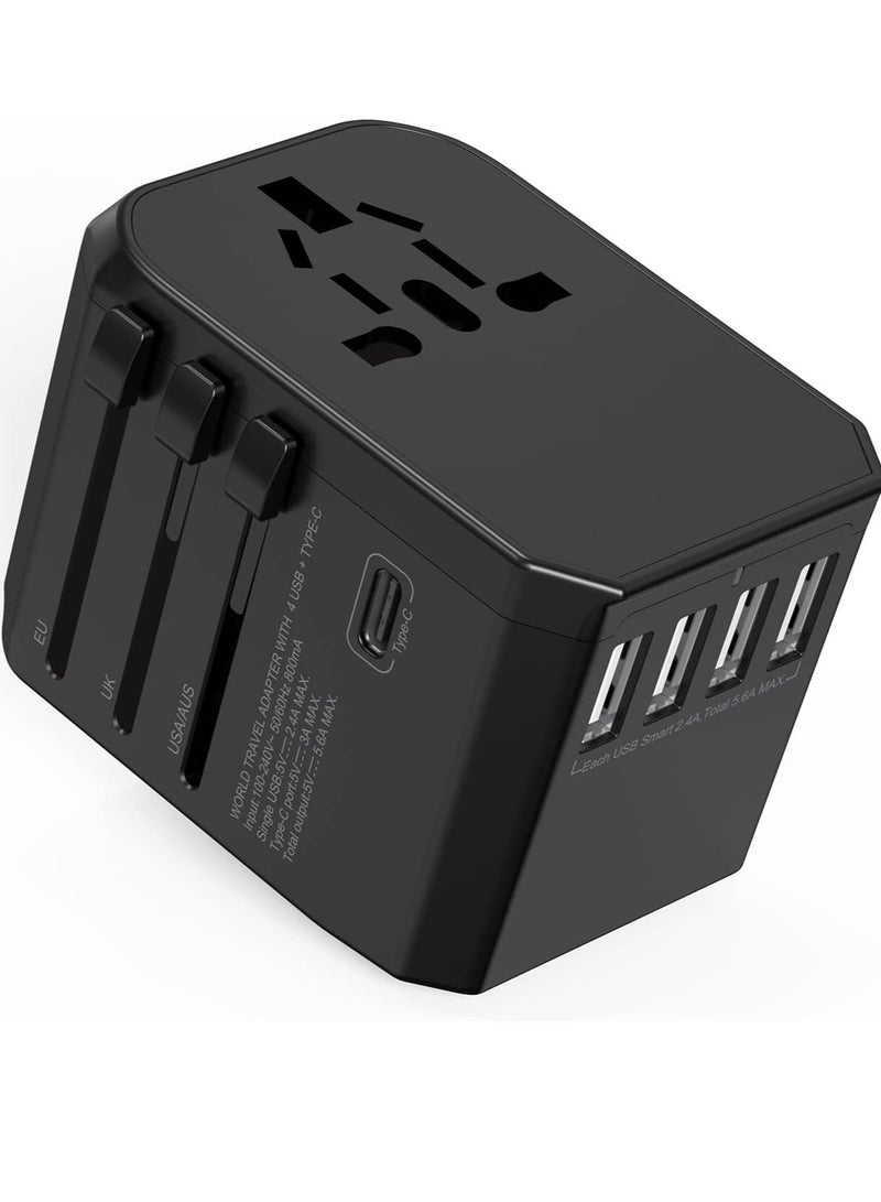 Universal Adapter with Power Socket Plugs and Plug Adaptor with 3 Ultra-Fast USB  Port and 1 Brisk USB Type C Port (Black) with  20W Dual Port USB C PD Fast ChargerUSB C to Lightning Cable