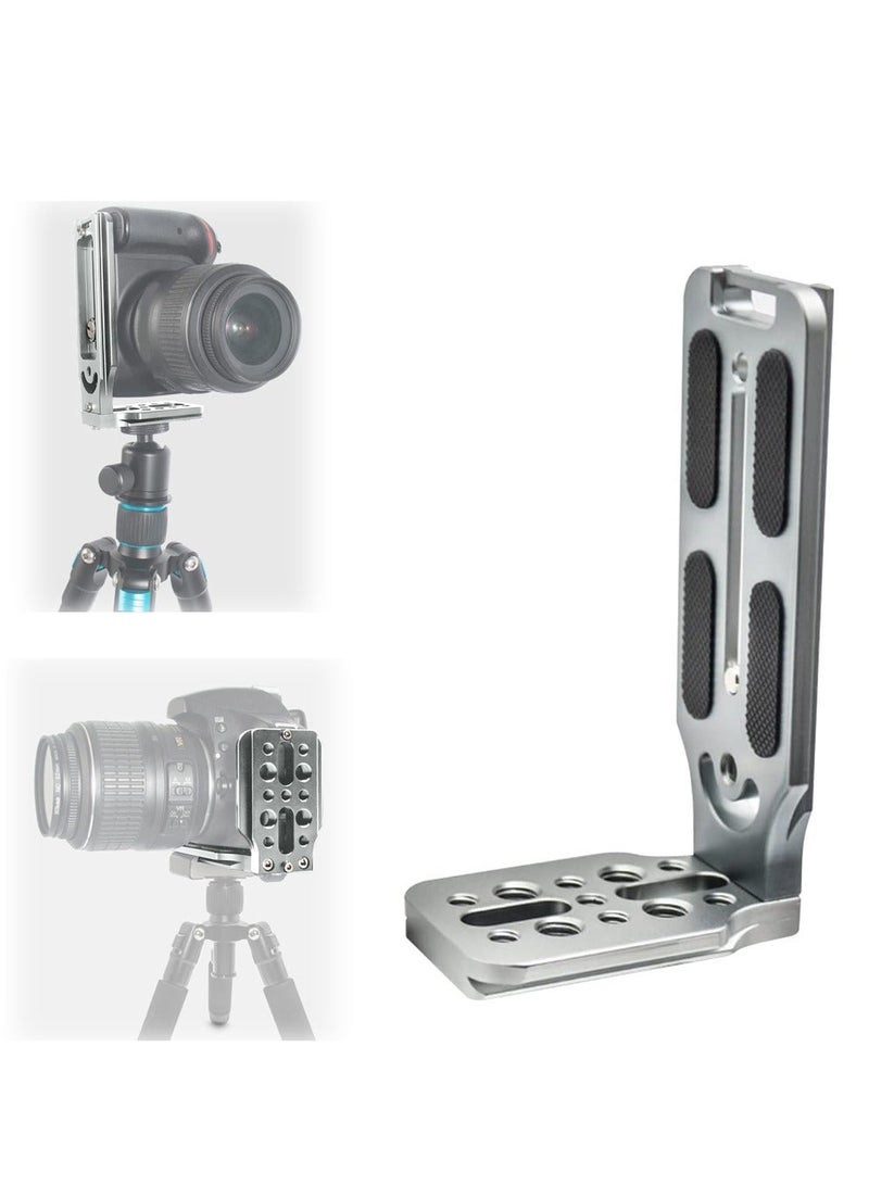 DSLR Camera L Bracket Quick Release Plate Vertical Horizontal Switching Tripod Quick Release Board Compatible with Canon / Nikon / Sony / DJI / Osmo / Ronin / Zhiyun Stabilizer Tripod Monopod (Grey)