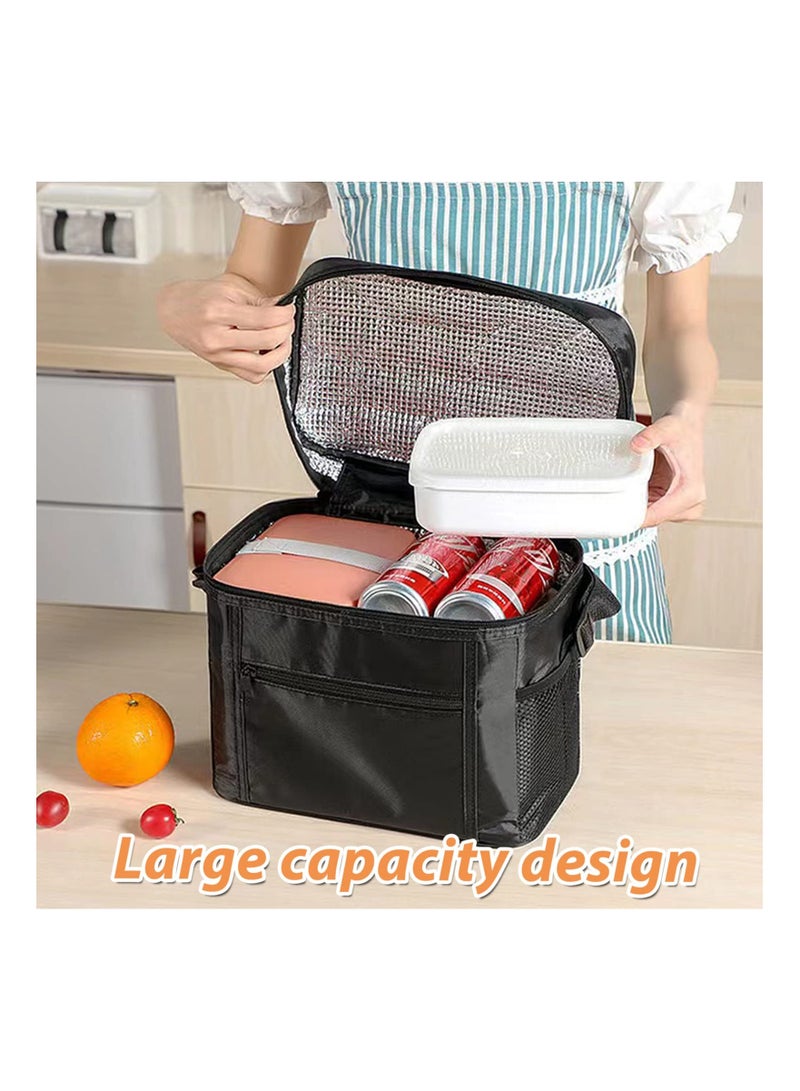 Lunch Bag, 11L, Insulated Reusable Lunch Bags, Cooler Bag Thermal Lunch Tote Bags, Foldable Picnic Cooler Waterproof Leak-Proof for Outdoor Beach Camping BBQ Travel, Black