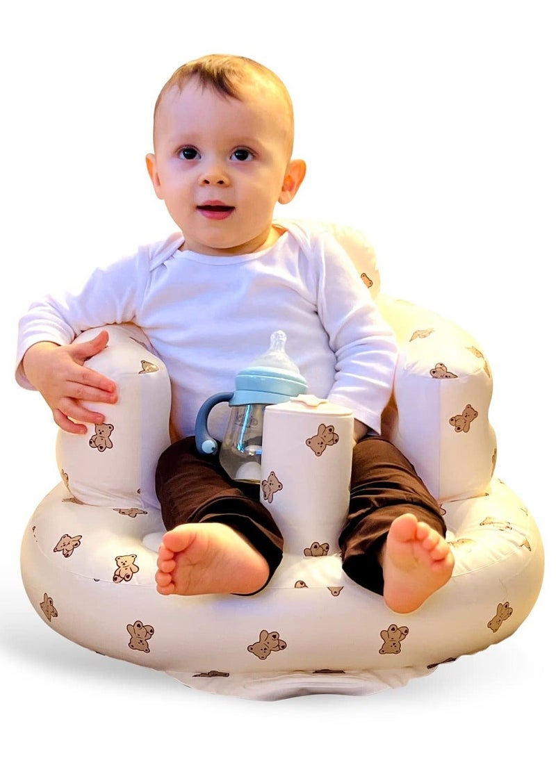 Baby Inflatable Seat for Babies 3 to 36 Months Soft and Safe Adorable Bear Cub Design Perfect for Sitting Up Playing and Bathing Ideal Gift for Newborns and Expectant Mothers