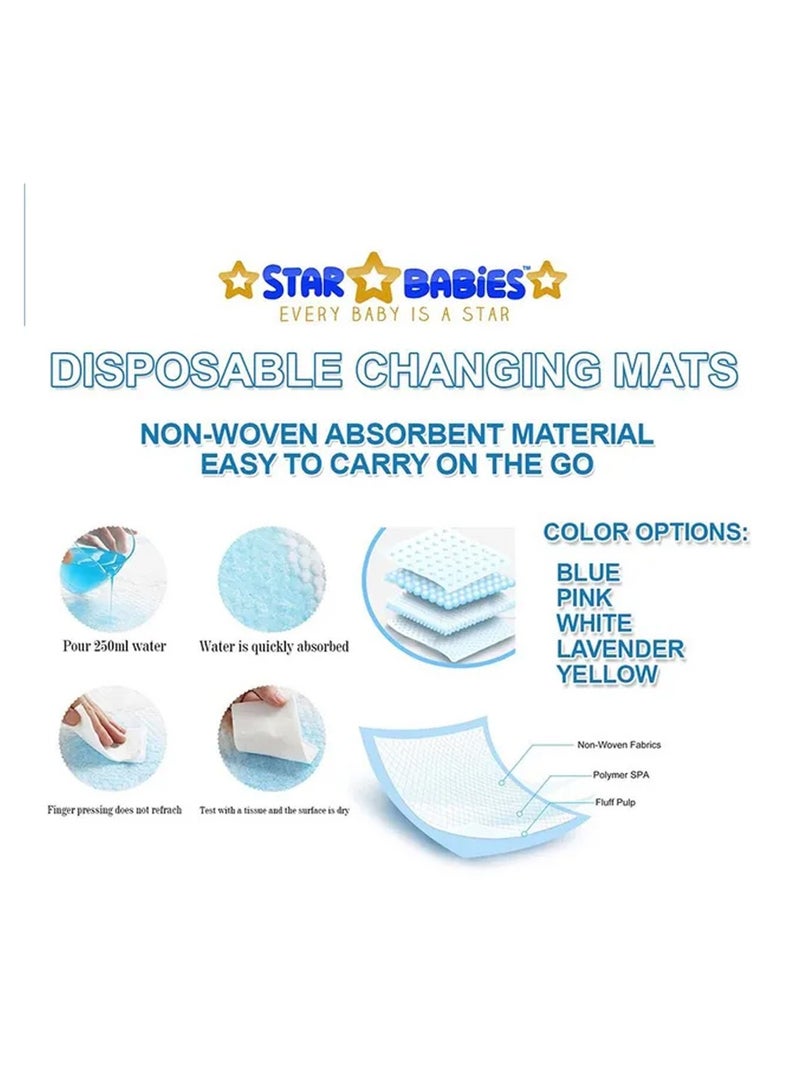 A to Z - Disposable Changing Mat size (45cm x 60cm) Large- Premium Quality for Baby Soft Ultra Absorbent Waterproof - Pack of 100 - Blue