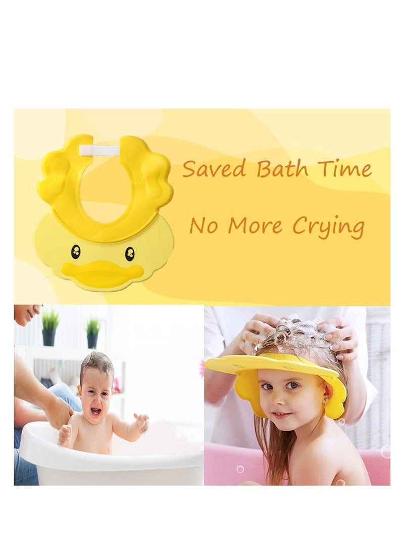 Baby Shower Cap, Yellow Adjustable Silicone Shampoo Bath Cap, Waterproof Bathing Hat, Infants Soft Shampoo Hat, Soft Protection Safety Protect Eye Ear, for Infants Toddlers Kids Children