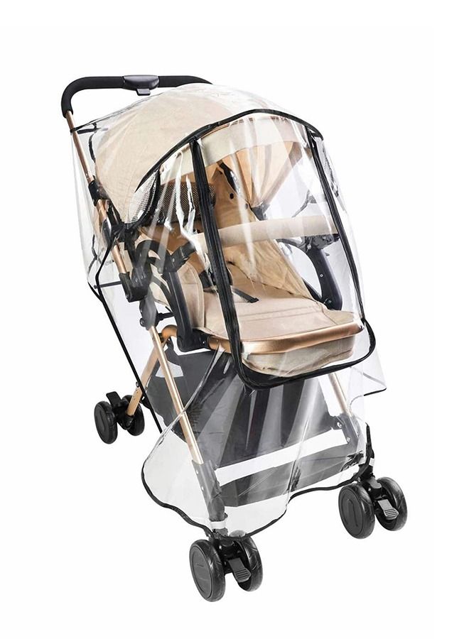 Universal Pushchair Cover Travel Outdoor Rain Cover, Children Umbrella Car Windshield Rain Cover for Buggy Pram, Double Zipper EVA Transparent and Windproof Waterproof Dust Snow