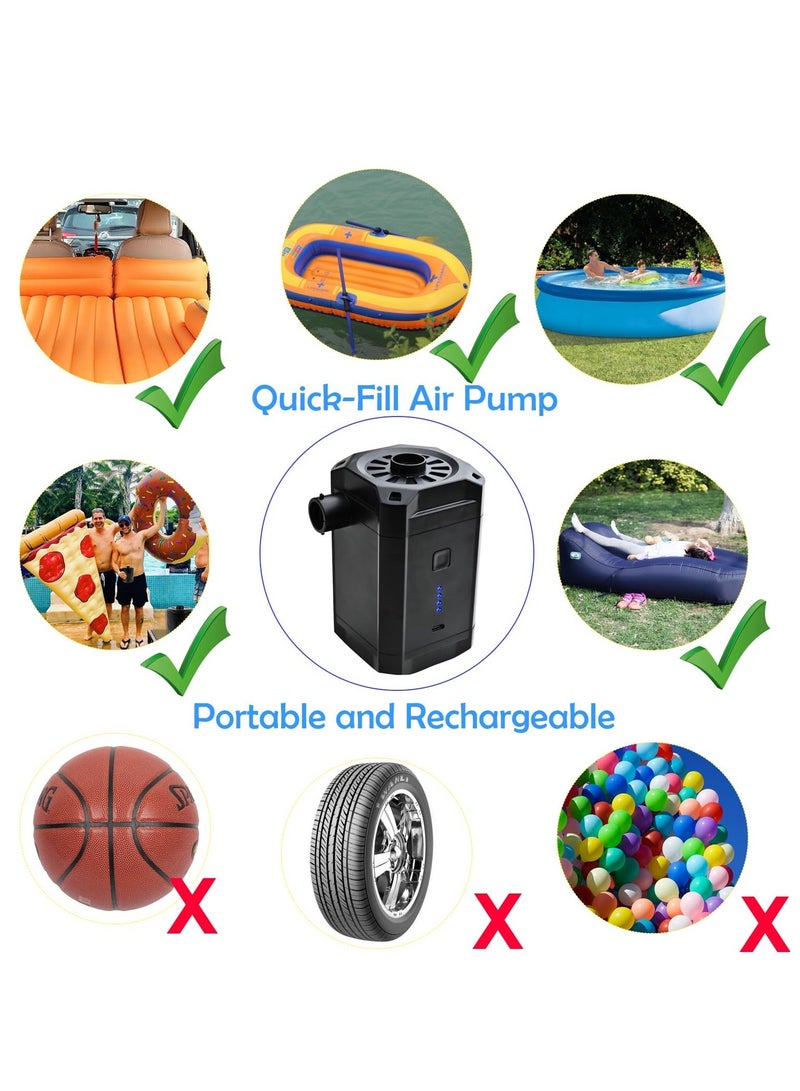 Rechargeable Fast Air Pump, 5200mAh Battery, Compact and Portable inflator/deflator for Outdoor Camping, Inflatable Cushions, Air Mattress Beds, Boats, Swimming Ring