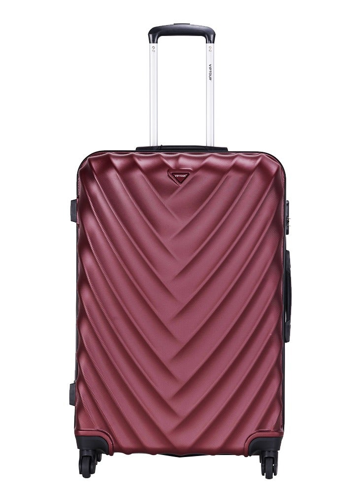 ABS Hardside 3-Piece Trolley Luggage Set  Spinner Wheels with Number Lock 20/24/28 Inches   Burgundy