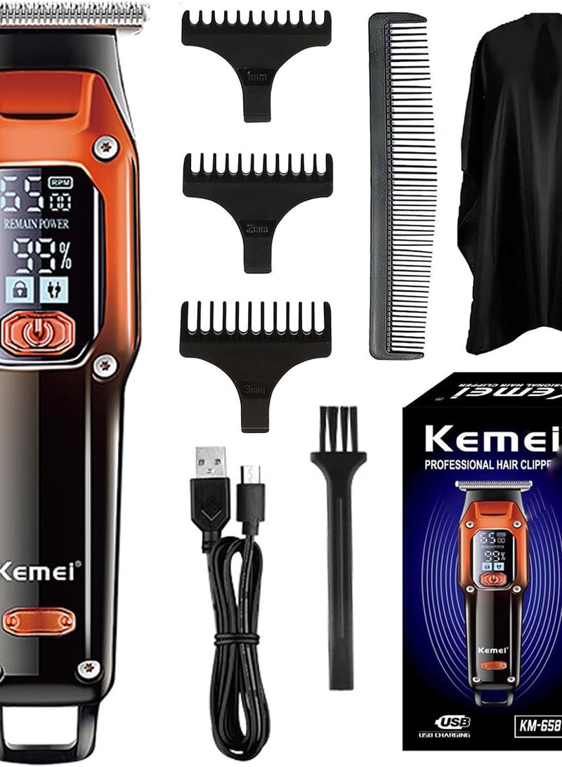 KEMEI Trimmer Cordless Hair Clipper for Men Electric Beard Trimmers Barber Hair Cuttings Kit, T Blade Outliner Trimmers for Men, KM-658