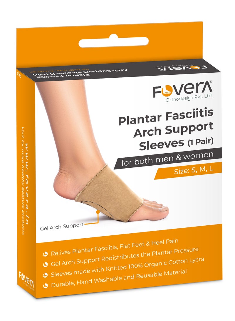 Plantar Fasciitis Gel Arch Support Cotton Sleeves Pair for Foot Pain, Fallen Arches, Achy Feet Problems for Men and Women (S Size, 2 Pairs)