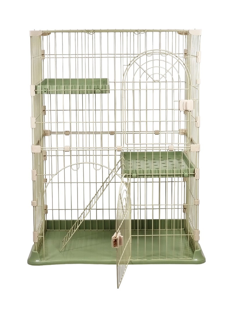 Large 2-tier cat cage, Strong quality cage, 2 Large doors with mobile spring door lock, Cat ladder, and 2 large widened floors, Indoor cat cage, suitable for multiple cats (Green)