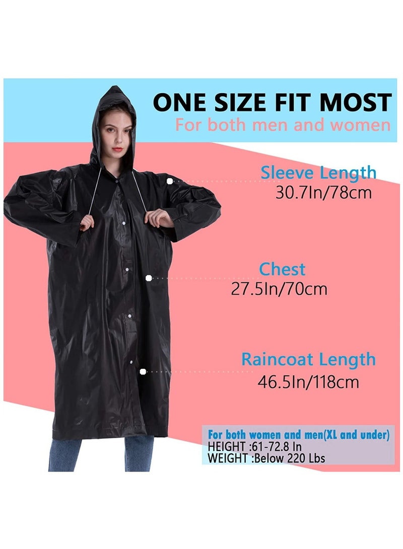 Universal Portable Raincoat, black Waterproof EVA Rain Ponchos for Men and Women, MAKINGTEC Adults Reusable Rain Coats Long Sleeve Rain Poncho for Camping, Hiking, or Any Outdoor Activities(2 Pack)