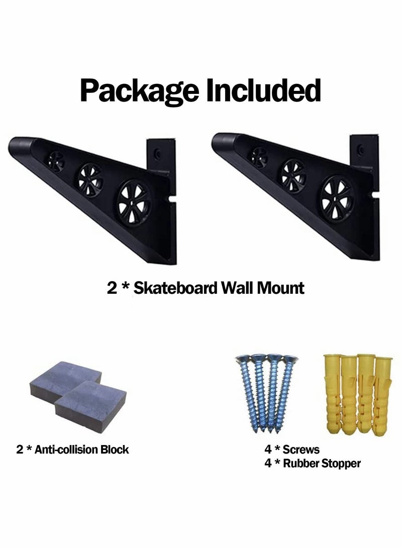 Skateboard Hangers, 2 Pcs Skateboard Stand Disply Storage Wall Hanger Rack Wall Mount Premium Ski Hanger