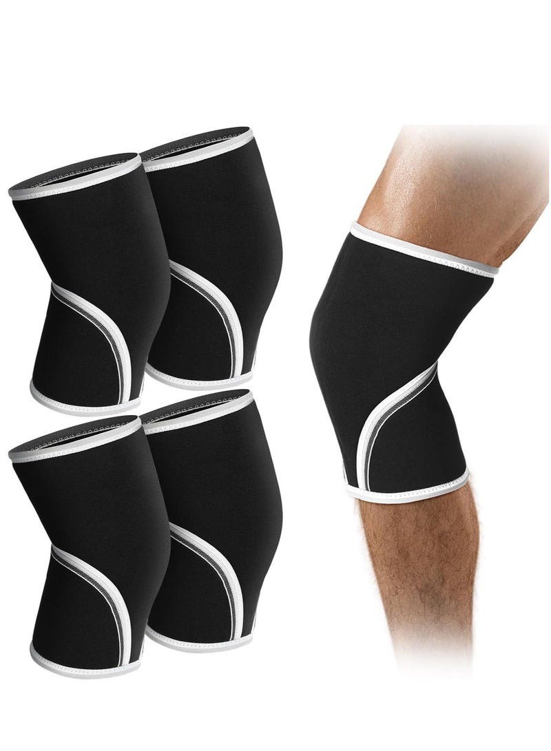 4 Pack Knee Compression Sleeve Neoprene Knee Brace Sleeve 2 Pairs 7mm Thicken Gym Knee Sleeves Non Slip Compression Knee Support for Women Men Weightlifting Sports Basketball Exercise Running