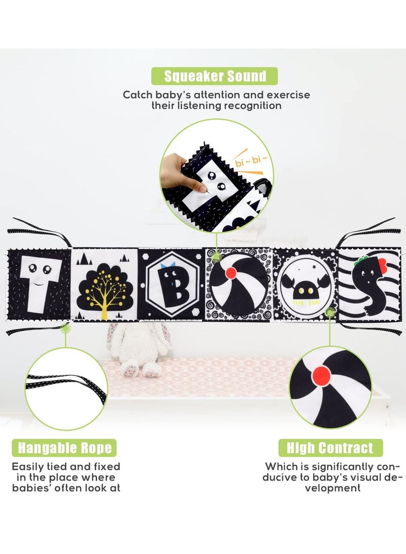 Baby Early Education Cloth Book Black and White High Contrast Baby Sensory Toys 0-6 Months Boy / Girl's Torn Three-dimensional Book Bed Surround Sound Cloth Book