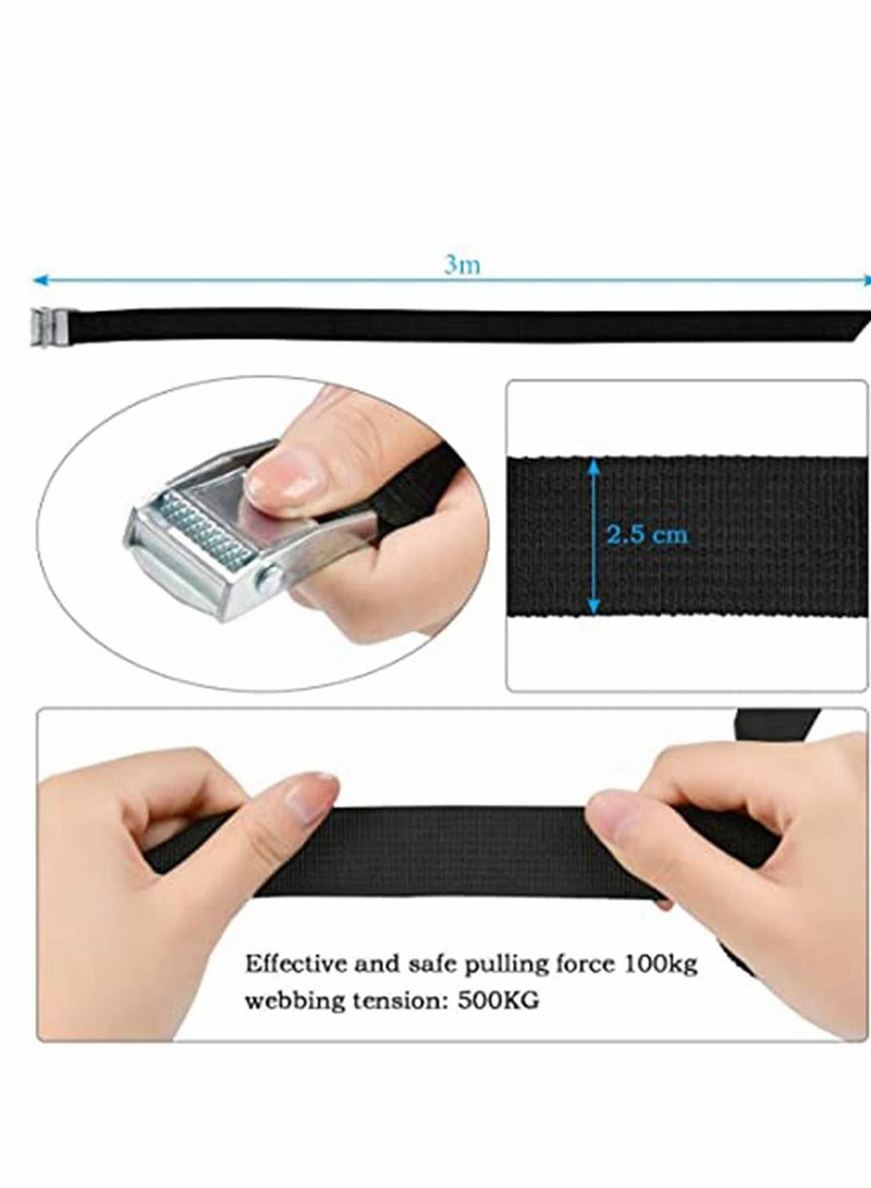 4 Pcs Fastening Straps with Buckle, 2.5m x 2.5cm Heavy Duty Tie Down Adjustable Straps Tension Straps Polypropylene Webbing Lashing Straps for Bike, Motorcycle, Car, Auto