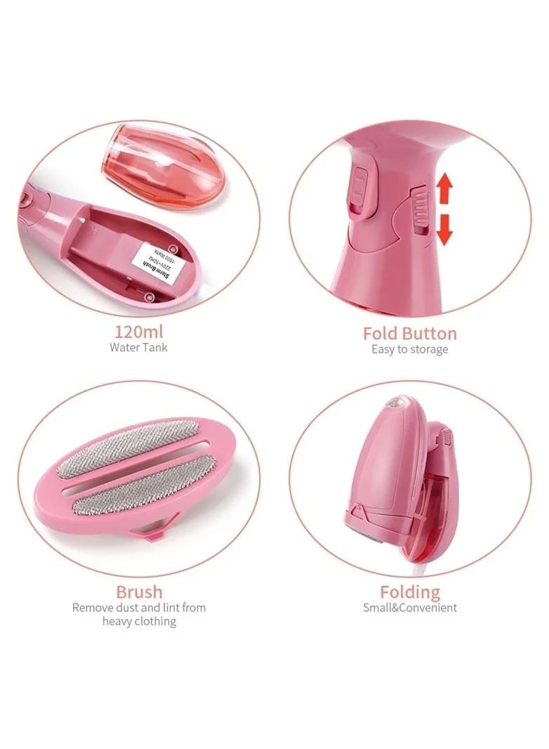 Travel Steamer for Clothes 1300W Foldable Handheld Clothing Wrinkles Remover for Garments 120ml
