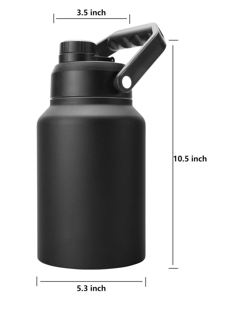 Insulated Water Bottle Stainless Steel 1800ml Vaccum Sporting 64Oz BPA Free Double Wall insulated Bottles for Kids School Gym Hot Black