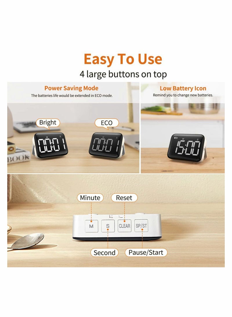 Magnetic LED Digital Electronic Alarm Clock with Constant Light Function 3 Level Volume Quiet Egg for Children and The Elderly Classroom Teacher Kids Chef