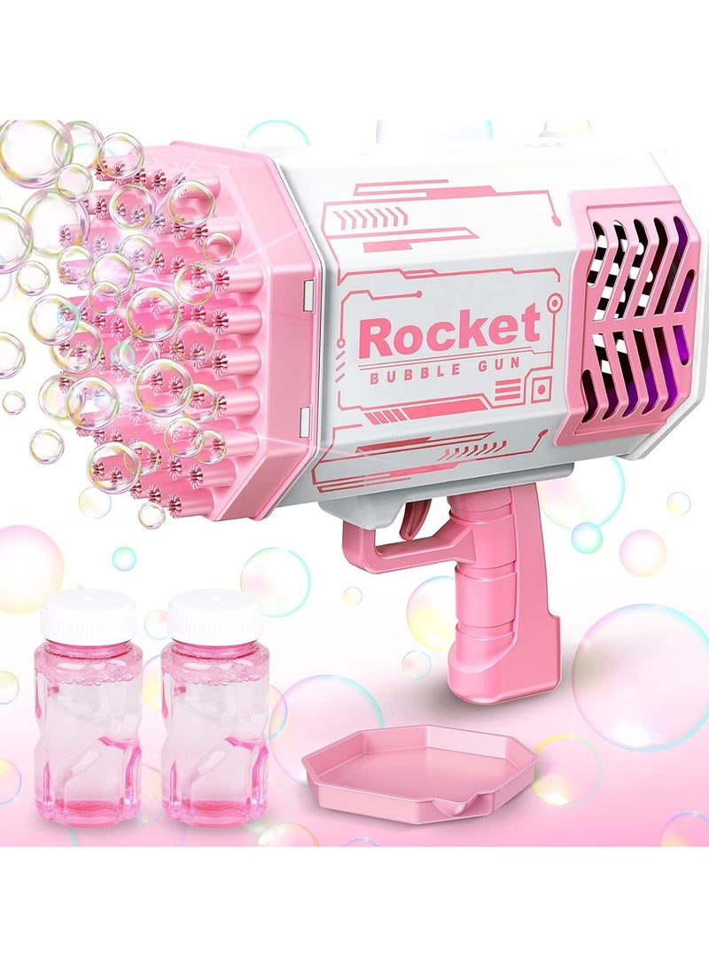 Rocket Bubble Gun Bubble Machine - Lights, Bubble Solution Included - Perfect for Kids Adults Birthday Wedding Party - Pink Bubble Blower Creates Endless Bubbles for Outdoor Fun!