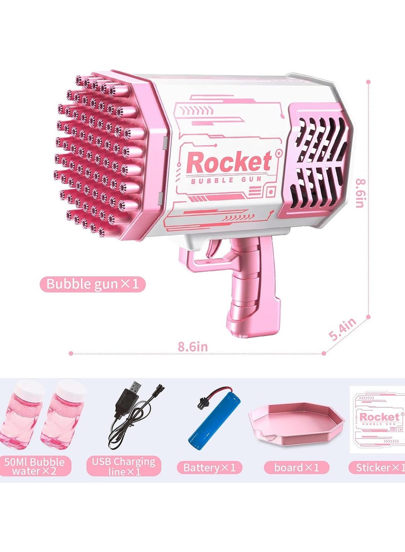 Rocket Bubble Gun Bubble Machine - Lights, Bubble Solution Included - Perfect for Kids Adults Birthday Wedding Party - Pink Bubble Blower Creates Endless Bubbles for Outdoor Fun!
