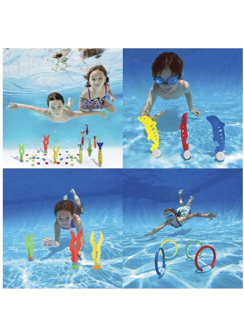 34pcs Diving Toys Dive Sticks 4pcs Dive Rings 4pcs Bandits Underwater Swimming Pool Toys Diving Game Training Gift for Kids Boys Girls