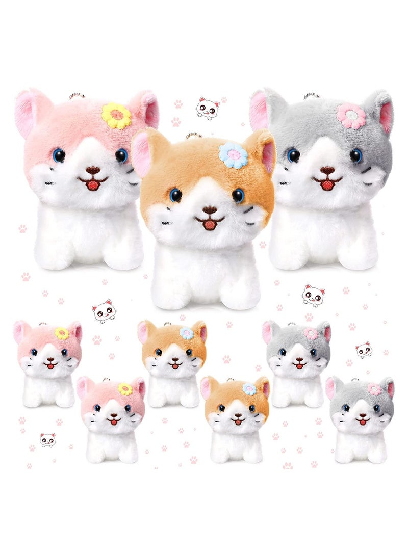9 Pcs Mini Cats Plush Toy Kitten Stuffed Animals Stuffed Cats Lot Tiny Stuffed Kitten Soft Plush Cats Doll Hanging Pendant Ornament for Backpacks Handbags Keychains Pencil Cases