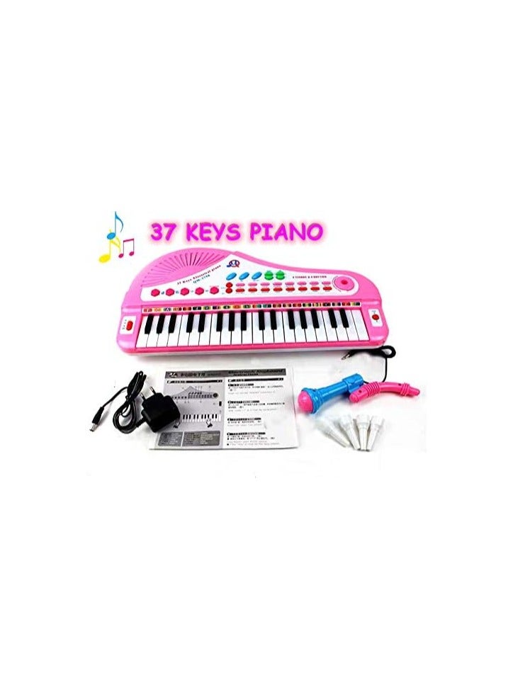 EASY FUTURE 37Key Toy Keyboard Piano Electronic and Battery Piano Musical Instrument Child Kids Musical Toys Including Microphone NOQM3758 pink Pink