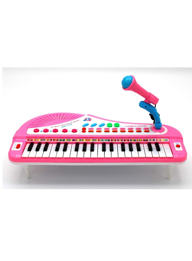 EASY FUTURE 37Key Toy Keyboard Piano Electronic and Battery Piano Musical Instrument Child Kids Musical Toys Including Microphone NOQM3758 pink Pink