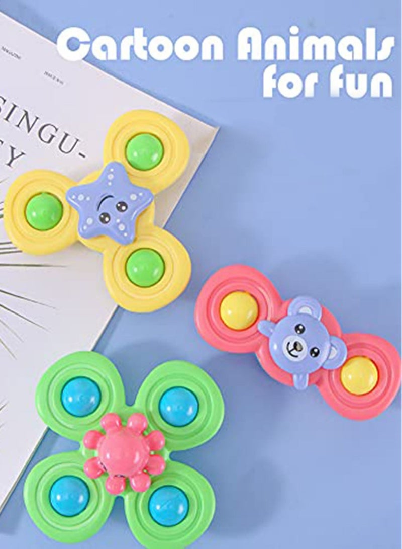 3pcs Spinner Toys of Suction Sensory Spinning Rattle Bath for Toddlers Babies Infant 6 12 12-18 Months Age 1-3 1 2 3 Years Old Boys Girls First Birthday Learning Gifts