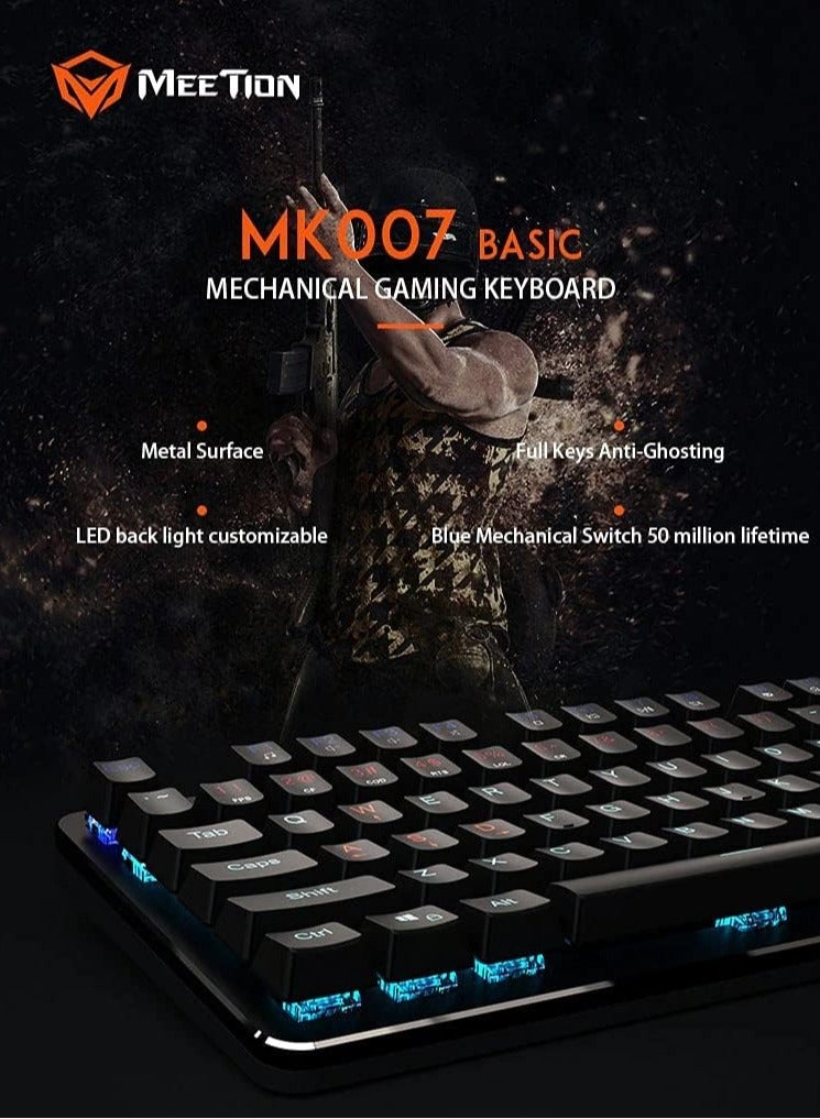 Basic Mechanical Gaming Keyboard Full keys Anti-ghosting Mk007, Black