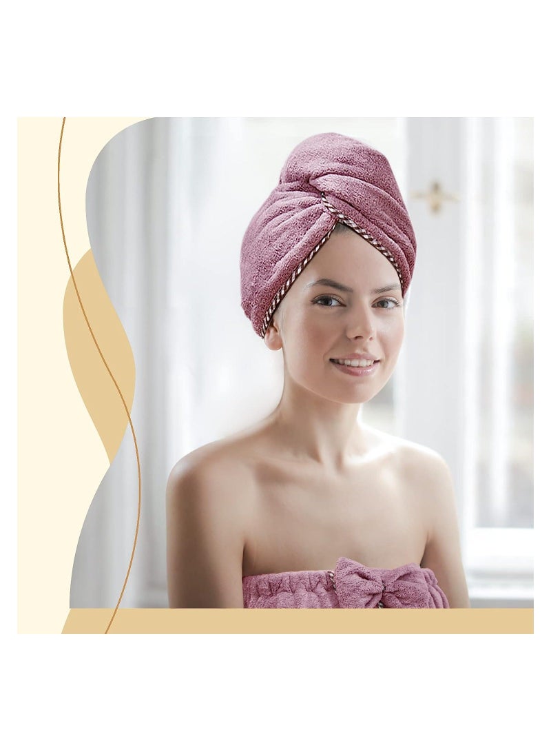 Women Microfiber Bath Towel Adjustable Soft Body Wraps Dress, Quick Drying Plush Hair Towel Wrap with Hair Turban, Adjustable Super Absorbent, Purple
