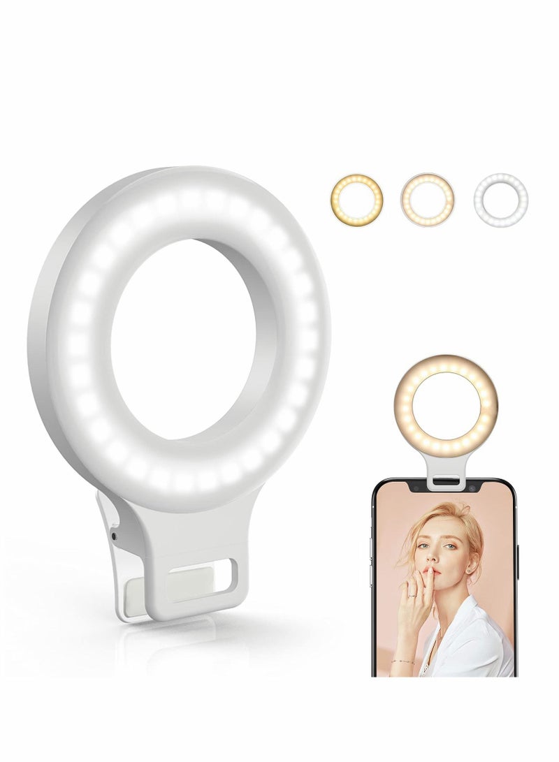 Clip-on Selfie Ring Light, LED Rechargeable Circle Light for Phone