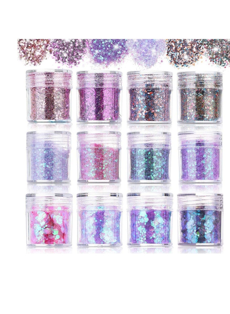 Beauty Nail Glitter Powder, Decoration 3D Mixed Holographic Multi Purpose Arts Crafts Body Cosmetic Powder