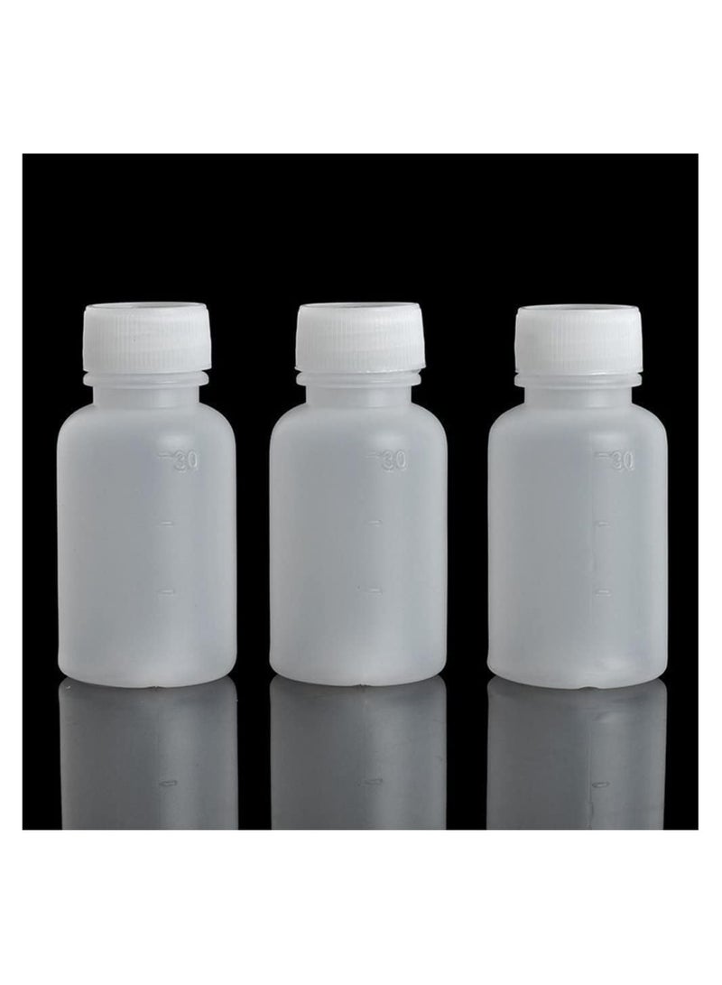 Plastic Empty Small Mouth Graduated Lab Chemical Container Reagent Bottle Sample Sealing Liquid Medicine Bottle (50PCS 30ml)