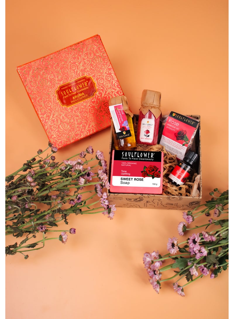 Rose Try Me Gift Set - 5 Piece Bath & Body Collection with Essential Oil, Soap, Potpourri & Bath Salts