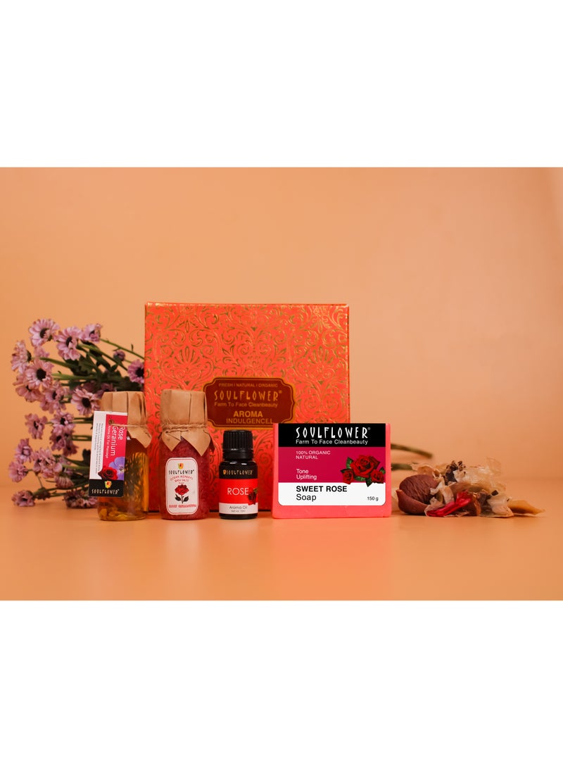 Rose Try Me Gift Set - 5 Piece Bath & Body Collection with Essential Oil, Soap, Potpourri & Bath Salts