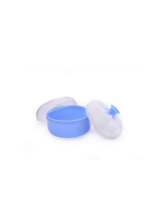 2Pcs Blue Baby Kid'S Afterbath Powder Puff Box Plastic Face Body Talcum Powder Case Care Holder Jars Case Containers Pots With Sponge Villus Puff For Home Travel Use