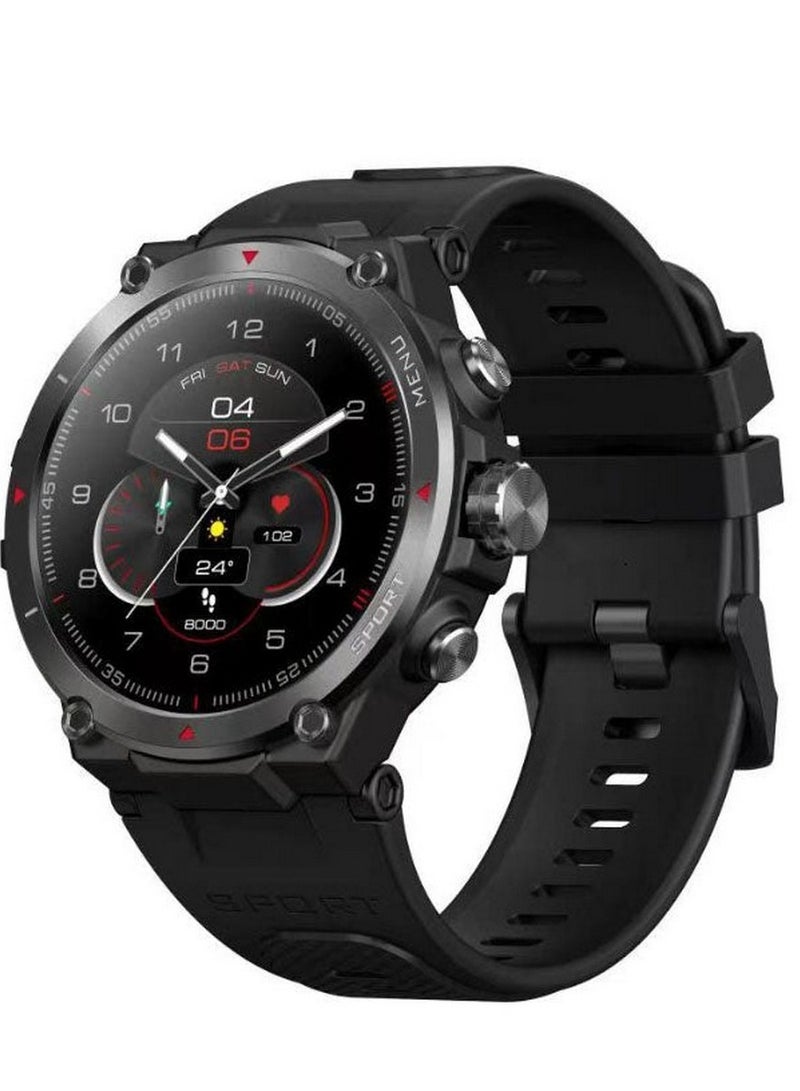 Zeblaze Stratos 2 AMOLED 1.3 Inch Display GPS Built-in Bluetooth V5.0 Smartwatch with 24H Health Monitor, 240+ Watch Faces & Up to 25 Days Battery Life Android iOS - Meteorite Black