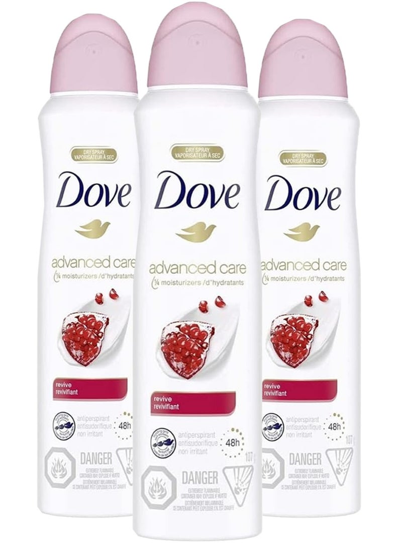 Advanced Care Dry Spray Antiperspirant Deodorant for Women Powder Soft for 48 Hour Protection And Soft And Comfortable Underarms 3x107g