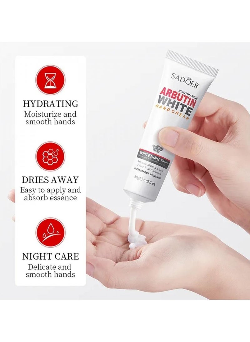 Niacinamide Arbutin Hand Whitening and Moisturizing Cream, Non-Greasy Cream Hydrates and Moisturizes Hand Dry Skin - 30 g