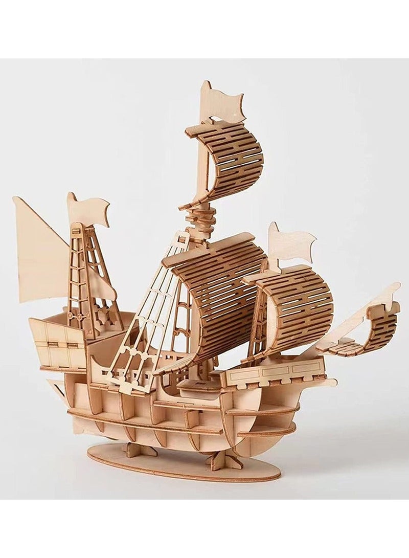 3D Wooden Puzzles, Pirate Ship Model Kit, Room Decoration, DIY Desk Toy