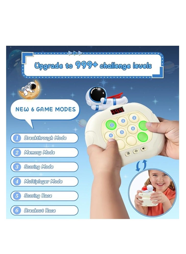 OUYoo Fast Push Game Toy with Popit Game Controller, Pop Fidget Animal with LED Screen - Sensory and Memory Console, Quick Bubble Light Toy, Pocket Games (White pilot)