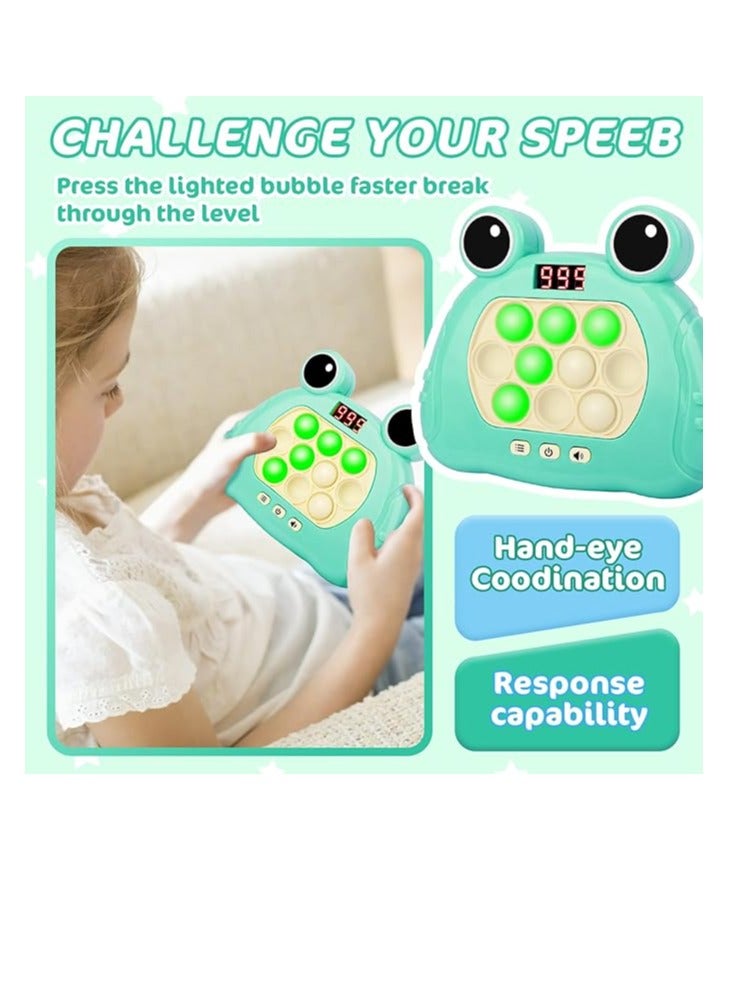 OUYoo  Fast Push Game Pop Fidget Toys for Kids, Fast Push Bubble Game, Handheld Puzzle Game with LED Screen, Perfect Party Gifts for 3-12 Year Old Girls Boys (Green)