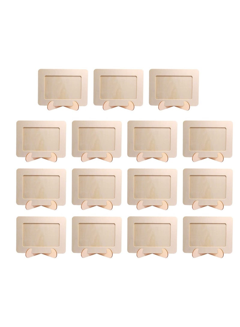 Unfinished Solid Wood Picture Frames for Arts Crafts 15Pcs DIY Wood Picture Frames for Arts Crafts Children's Picture Frame Craft Sets DIY Painting Project for Children's Birthday Gifts 19cm x 14cm