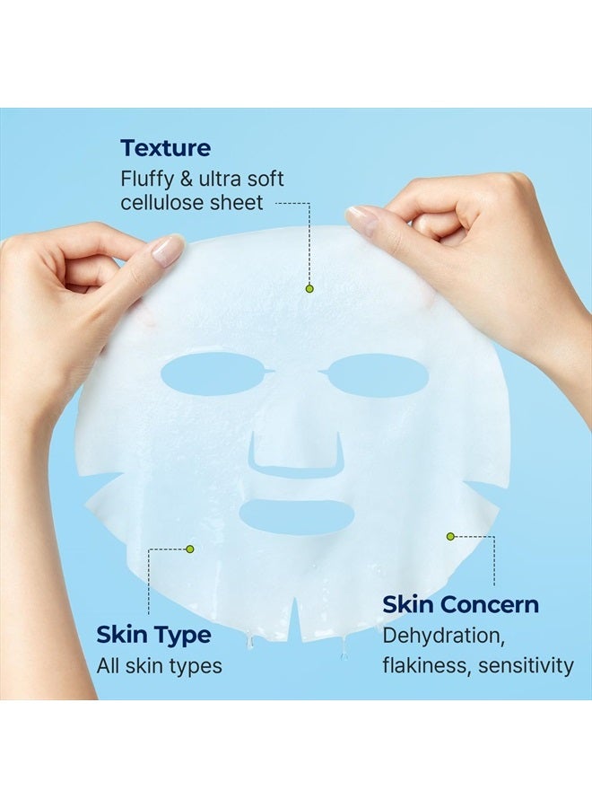 DIVE-IN Hyaluronic Acid Facial Sheet Masks (10 Count), Moisturizing Sheet Mask for Sensitive, Dry Skin | Fragrance-Free Alcohol-Free No Colorants | Vegan, Cruelty-Free Korean Skin Care