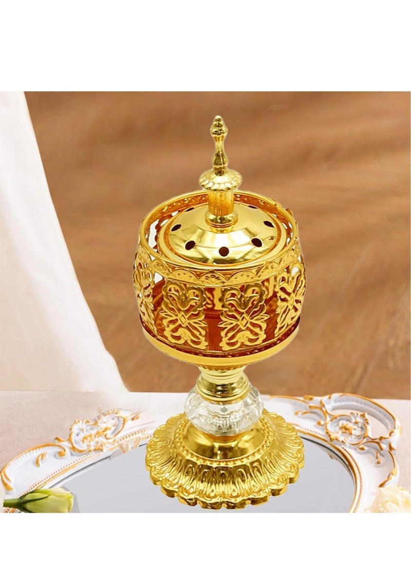 Arabic Charcoal Incense Burner Metal Vintage Aroma Lamp Holder Iron Art Candlestick Candle Stand Home Scented Stick for Tabletop Decoration
